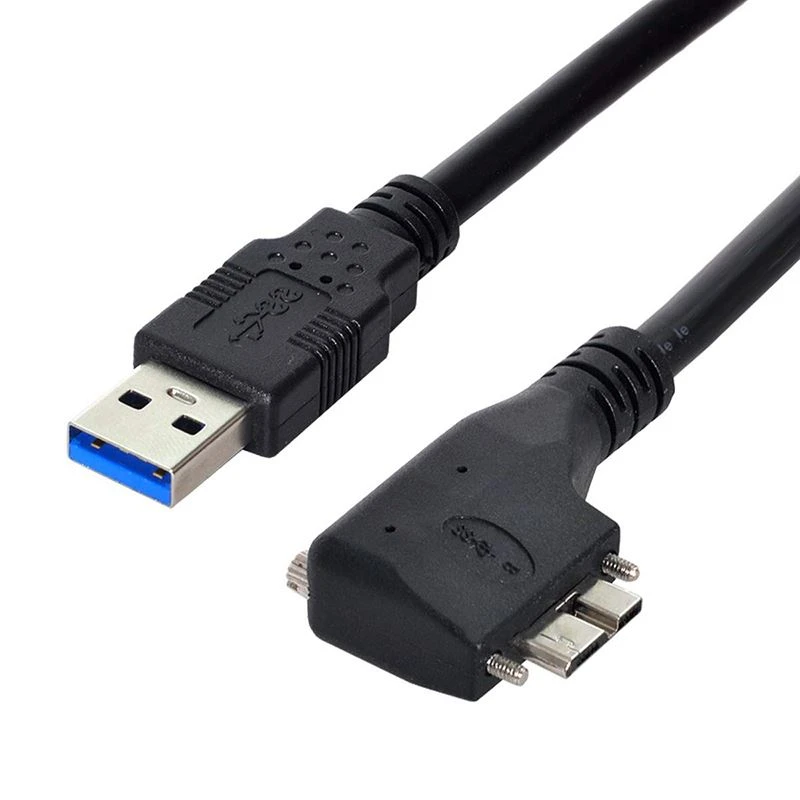 Linkerhoek Micro USB 3.0 industriële camerakabel met dubbele schroefvergrende...