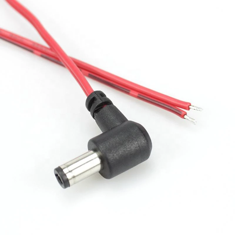 Rechte hoek 5,5 mm x 2,1 mm 90 graden DC-stekker naar blote draadkabel voor d...