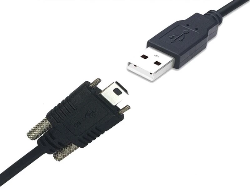 High Flex USB 2.0 A-stekker naar Mini B-stekkerkabel met borgschroef voor HIK...
